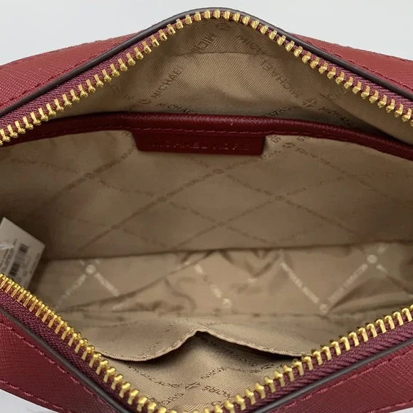 MICHAEL KORS LARGE EW ZIP CHAIN CROSSBODY DARK CHERRY & SM TZ COINPOUCH MULBERR - Picture 10 of 16